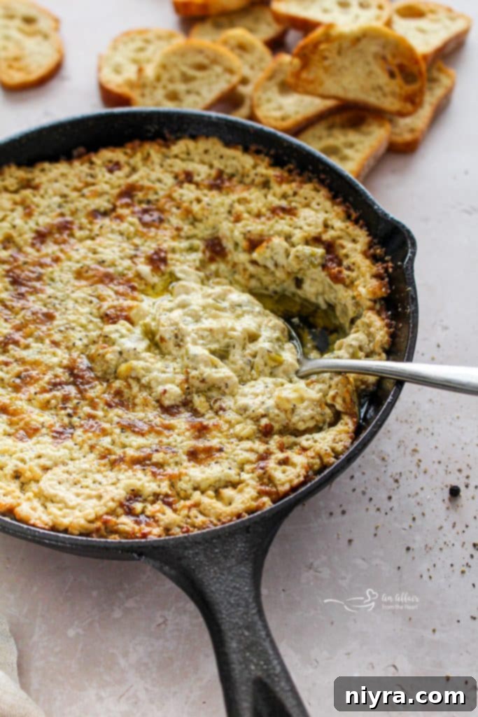 Baked Onion Dip in a baking dish