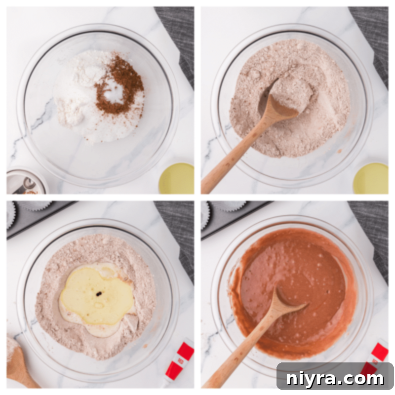 Mixing dry ingredients for cupcakes