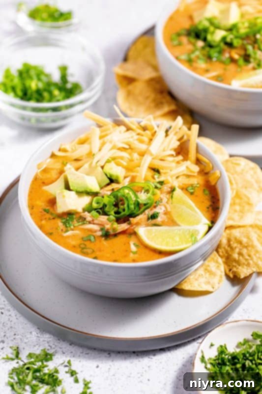 Close-up of Mexican Style Leftover Turkey Soup with a spoon.