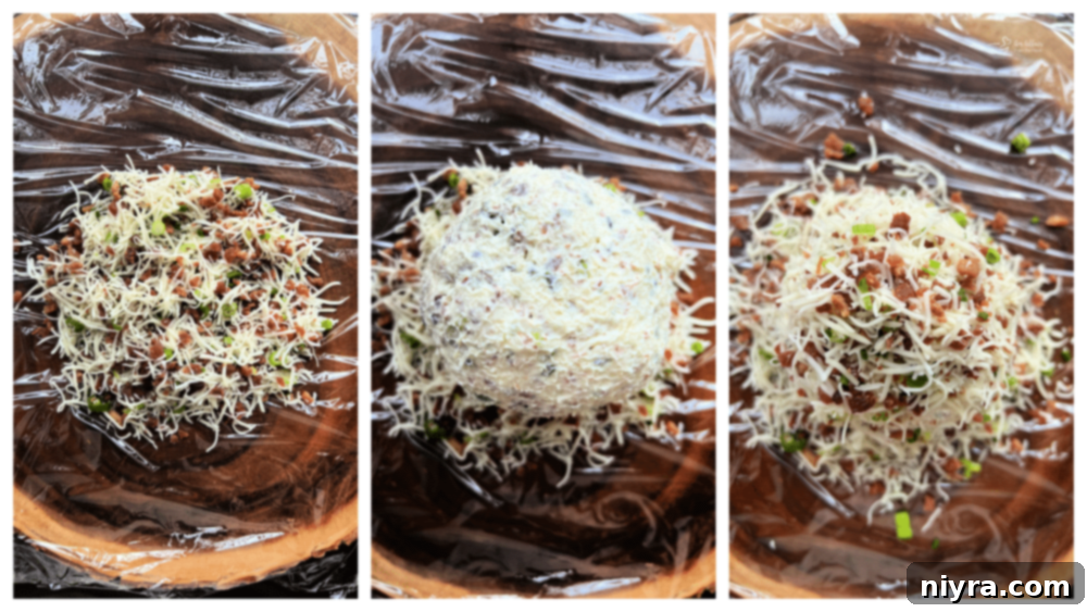 Laying out plastic wrap and placing half of the reserved mixture