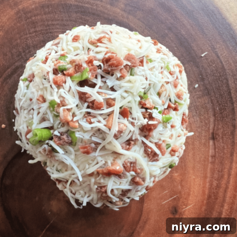 Sauerkraut Bacon & Swiss Cheese Ball after chilling, unwrapped