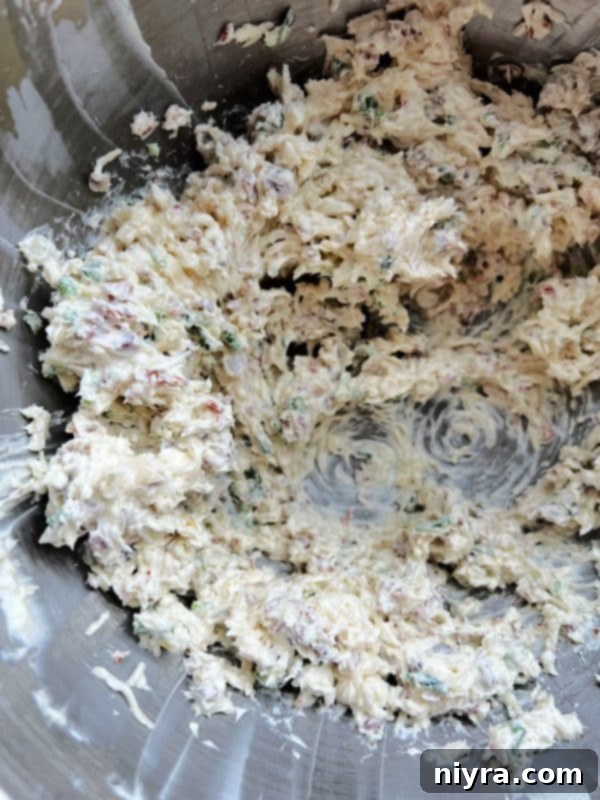 Mixing all cheese ball ingredients until combined