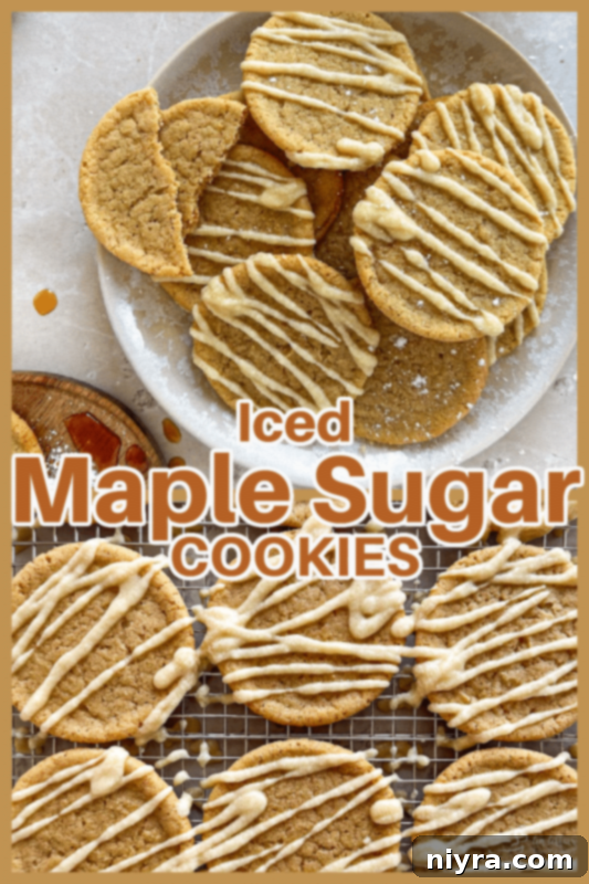 Golden Maple Delights 13 Close-up of a perfectly iced maple sugar cookie with a slight crack in the glaze.