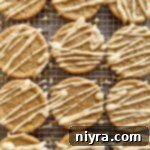 Golden Maple Delights 21 Close up of Iced Maple Sugar Cookies close up on a cooling rack