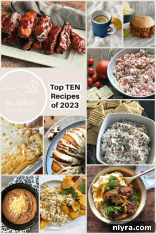 Pin your favorite recipes from 2023! Pin graphic for Top 10 Recipes of 2023