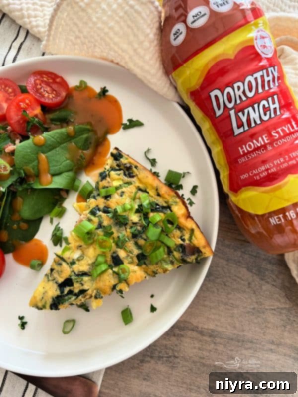 Close-up of Bacon and Potato Frittata in a cast iron skillet