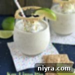Side view of 2 Smoothies with text "Key Lime Pie Smoothie"