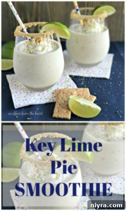 Key Lime Pie Smoothie garnished with lime and whipped cream