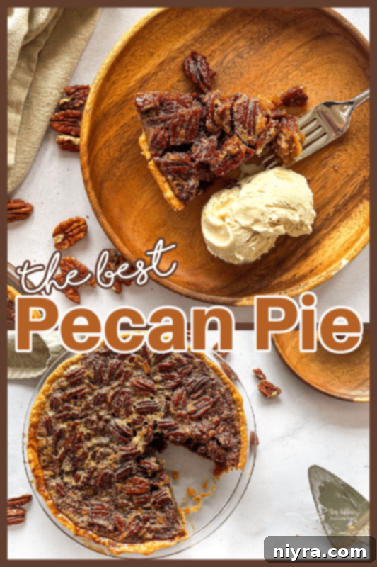 Whole Pecan Pie on a wooden board