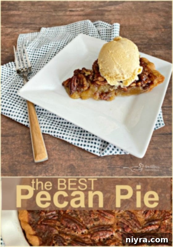 The BEST Pecan Pie - An Affair from the Heart, whole pie slice removed