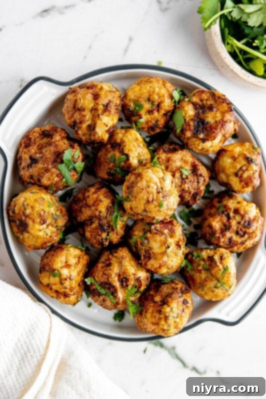 Air Fryer Turkey Meatballs cooked to perfection