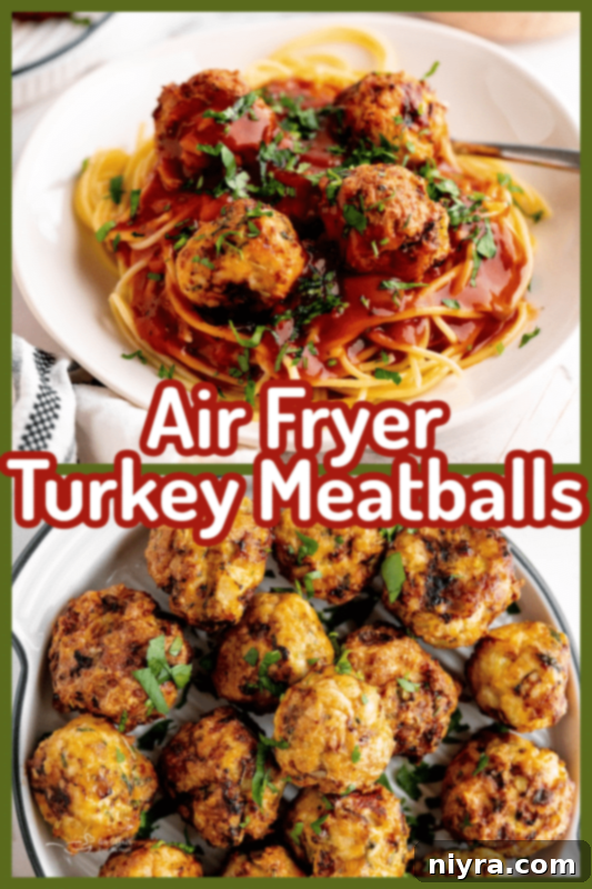 Air Fryer Turkey Meatballs in a bowl with sauce