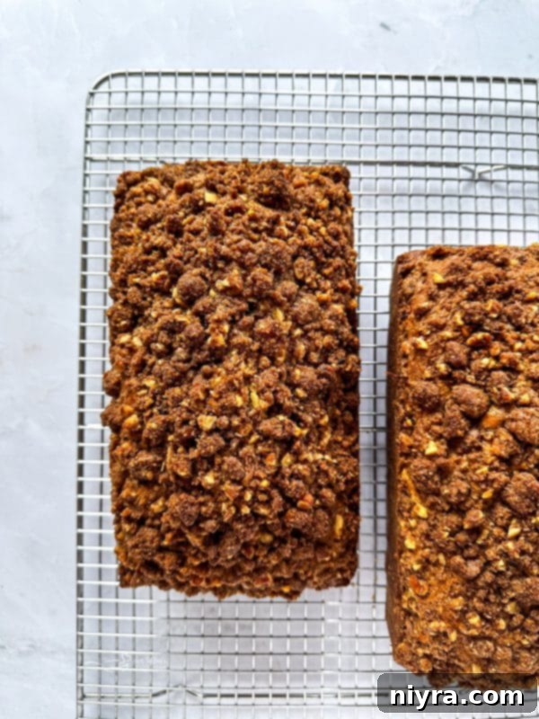 Pumpkin Zucchini Crumble Loaf 13 Pumpkin Zucchini Streusel Bread baking in the oven