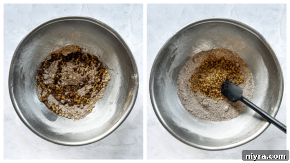 Pumpkin Zucchini Crumble Loaf 9 Ingredients for streusel topping in a bowl