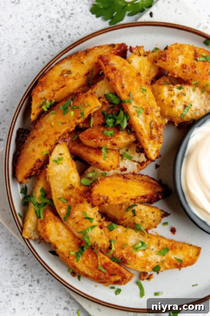 Crispy Roasted Parmesan Garlic Potato Wedges