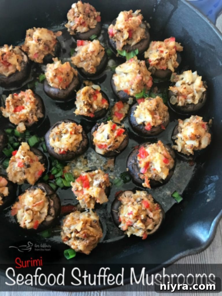 A vibrant platter of Surimi Seafood Stuffed Mushrooms