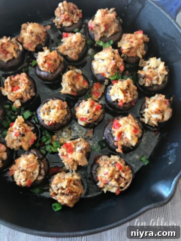 Platter of freshly baked Crab Stuffed Mushrooms