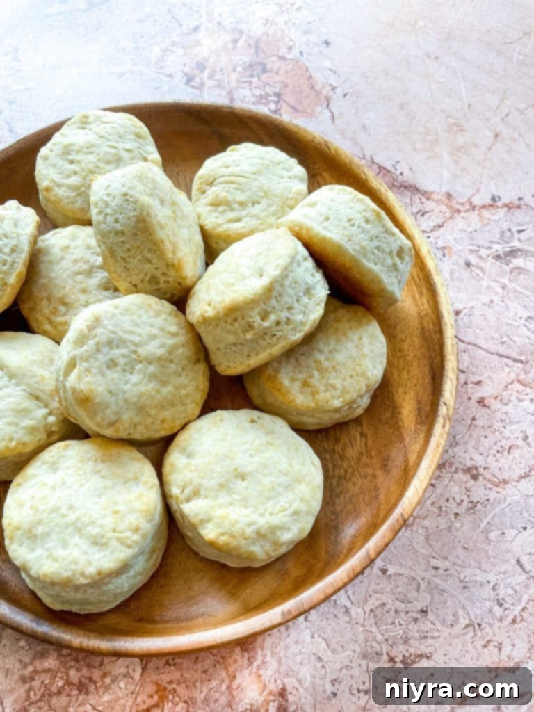 Close up of Biscuits in a brown serving bowl