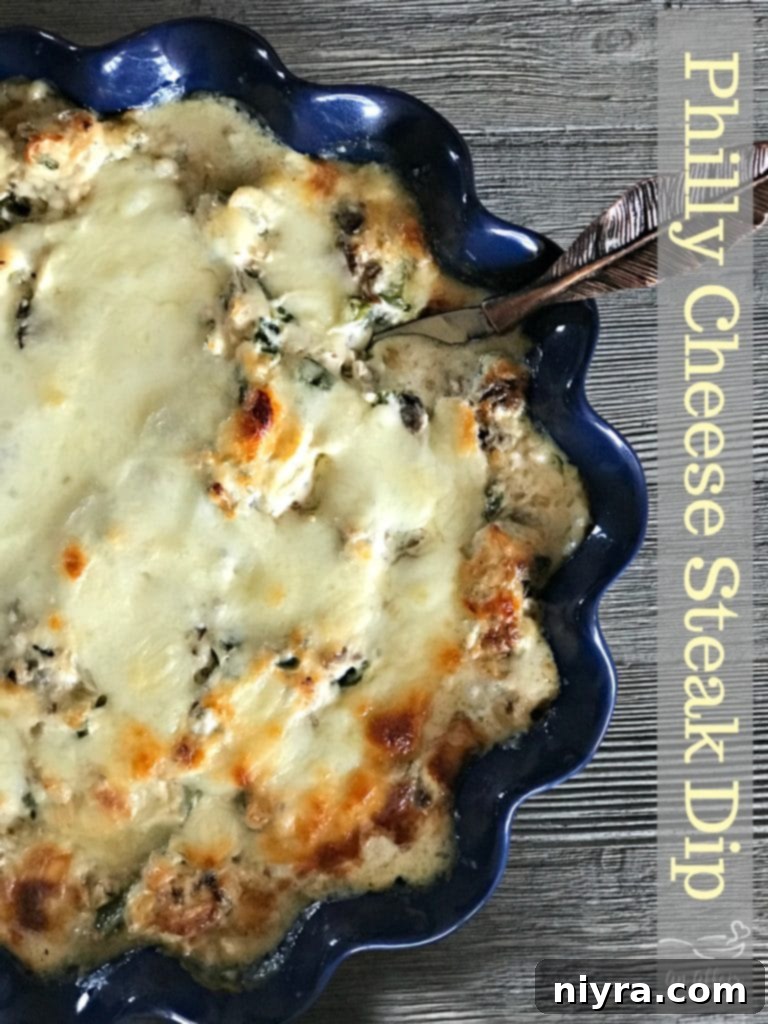 Philly Cheese Steak Dip hero shot in a large dish
