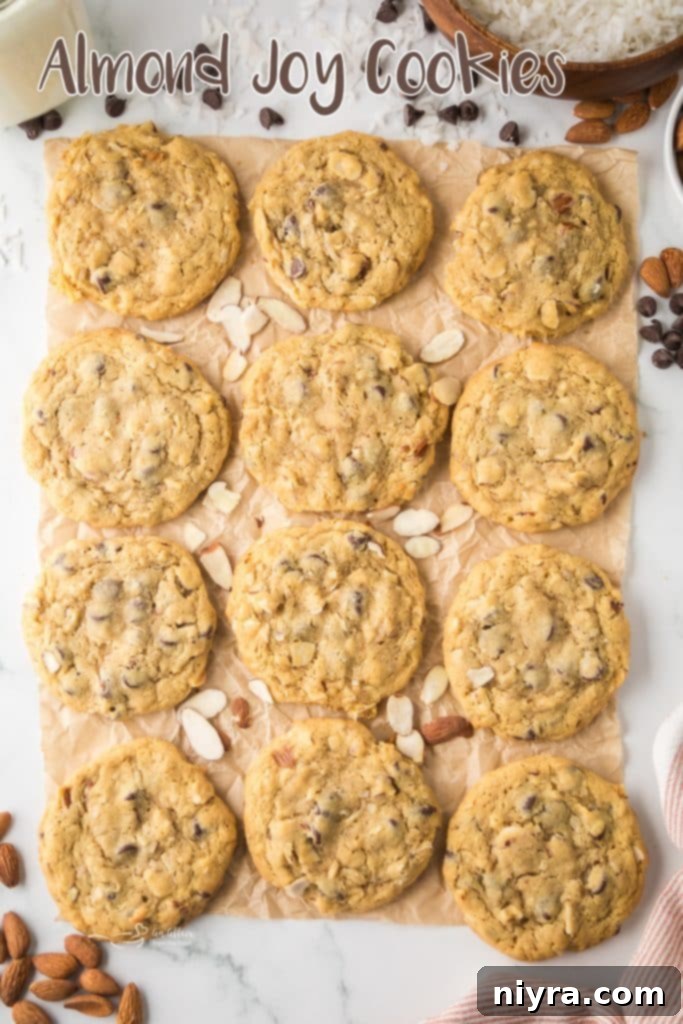 Close-up of a single Almond Joy Cookie