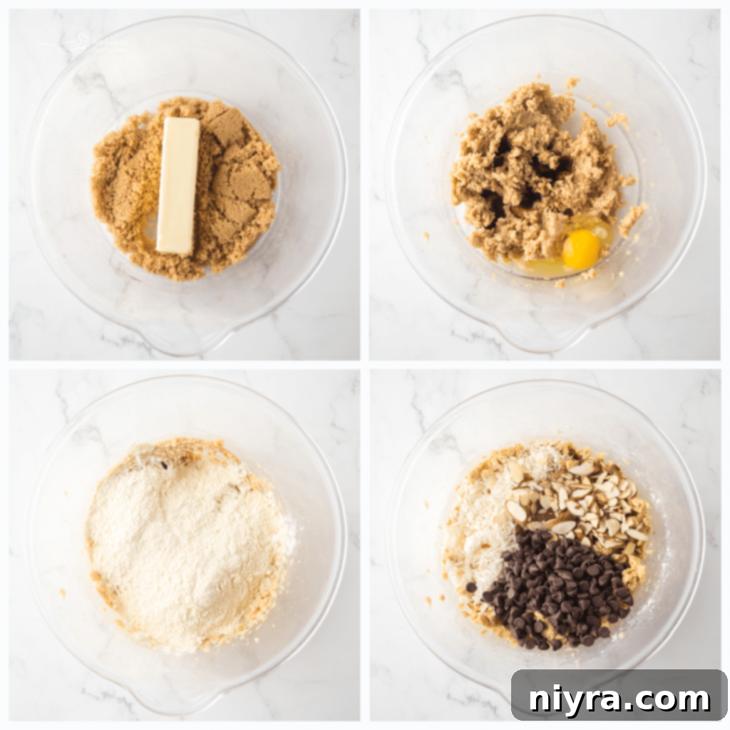 Mixing butter and brown sugar in a bowl