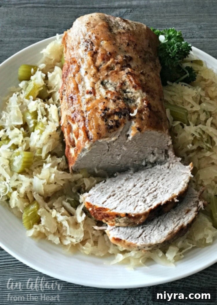 Hearty Pork Roast with Tangy Sauerkraut 2 Pork Roast & Sauerkraut, a comforting family meal