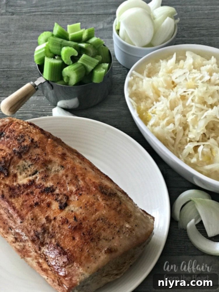 Hearty Pork Roast with Tangy Sauerkraut 5 Pork Roast & Sauerkraut preparation