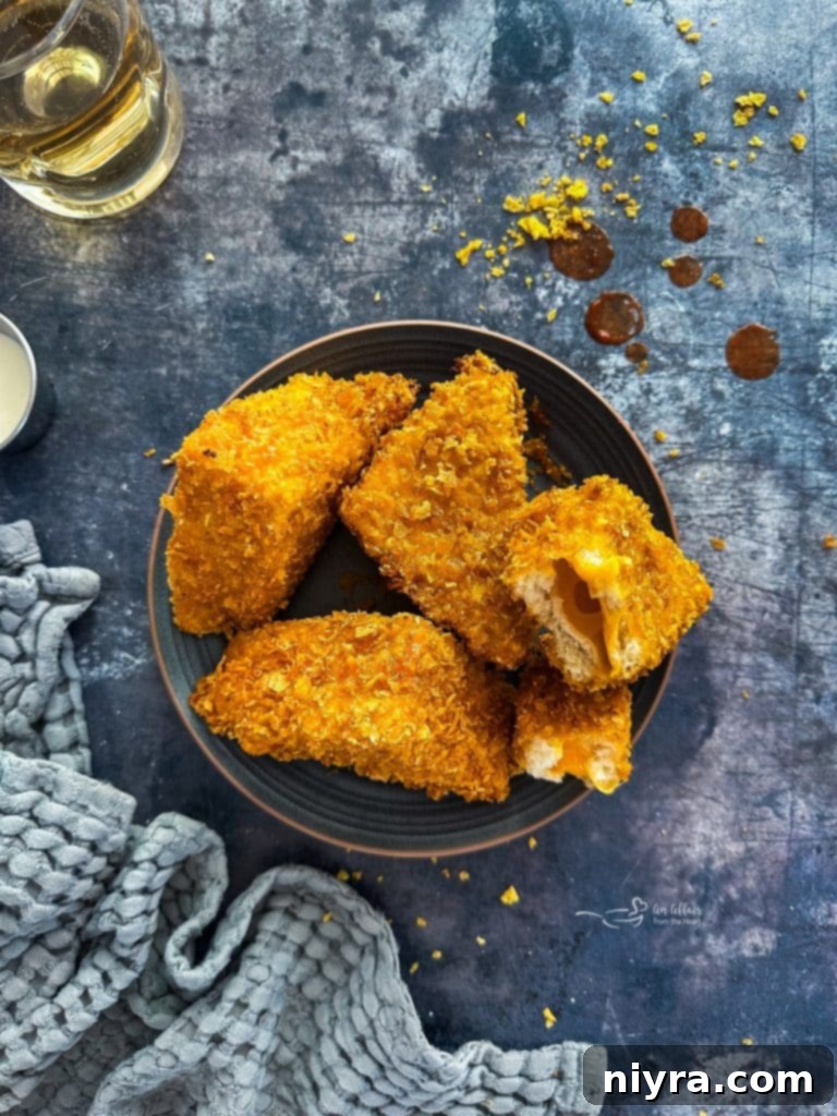 A close-up shot of a Cheese Frenchee, showcasing its crispy texture.