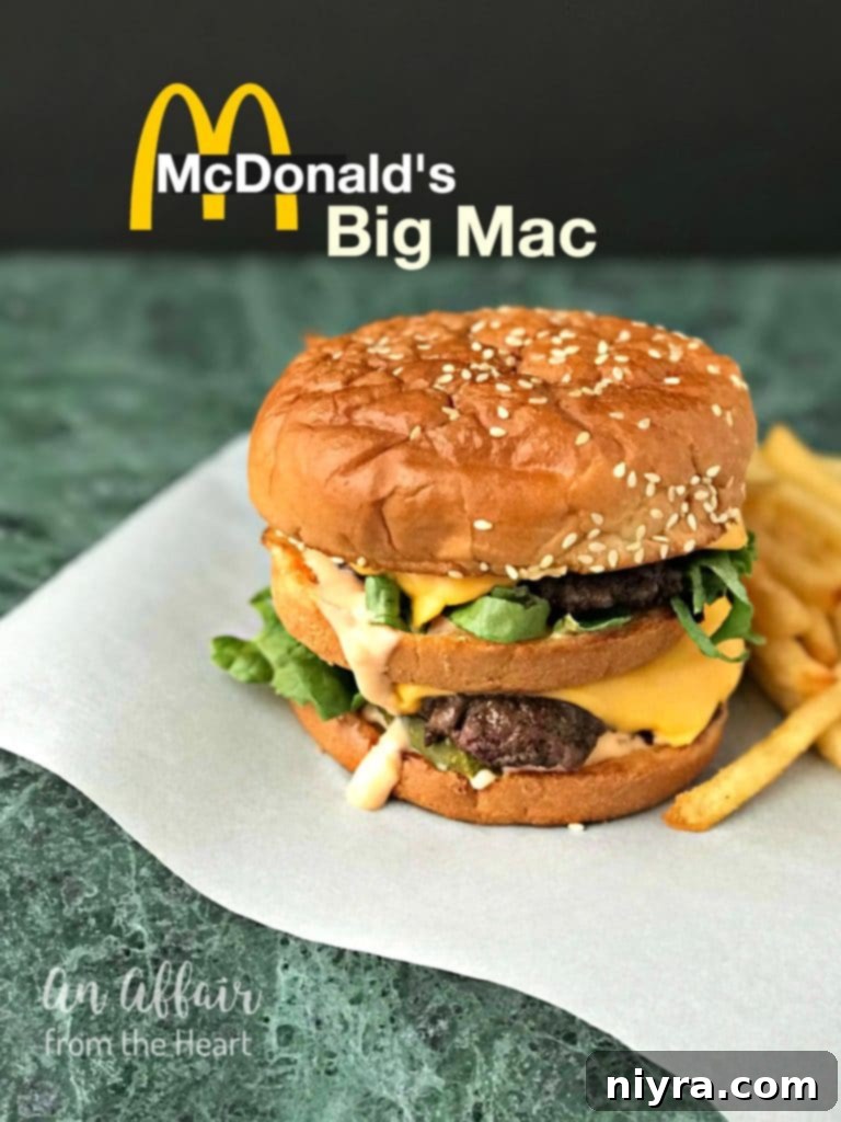 Copy Cat McDonald's Big Mac side view on parchment paper