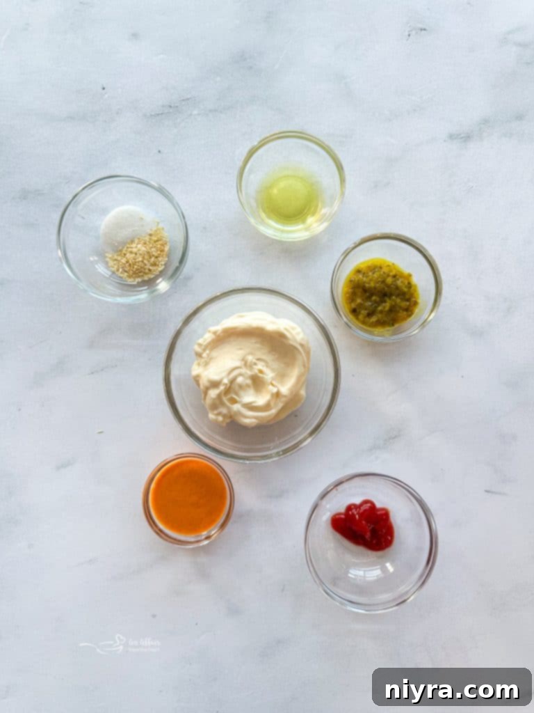 Big Mac sauce ingredients laid out