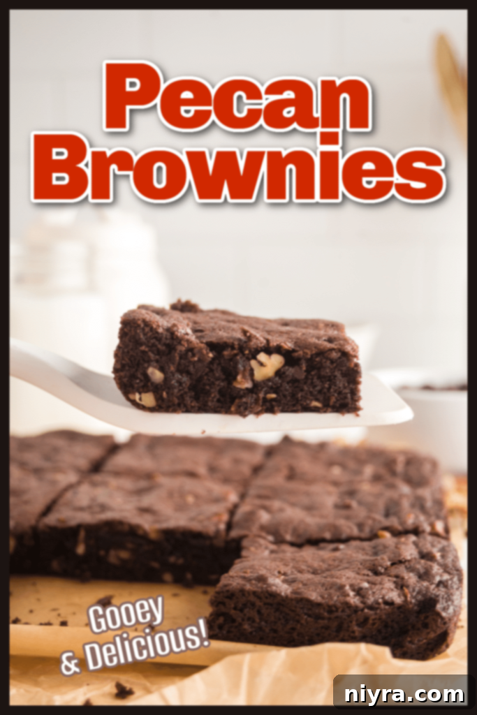 A large stack of fudgy pecan brownies