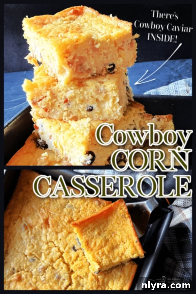 Baked Cowboy Corn Casserole, ready to serve.