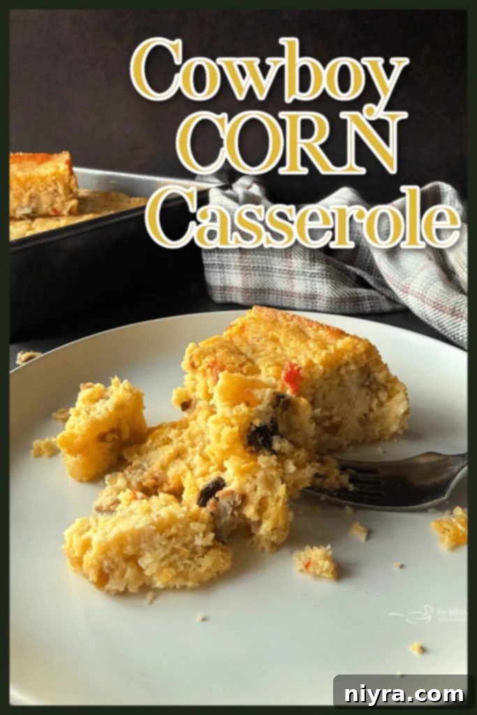 Slice of Cowboy Corn Casserole.