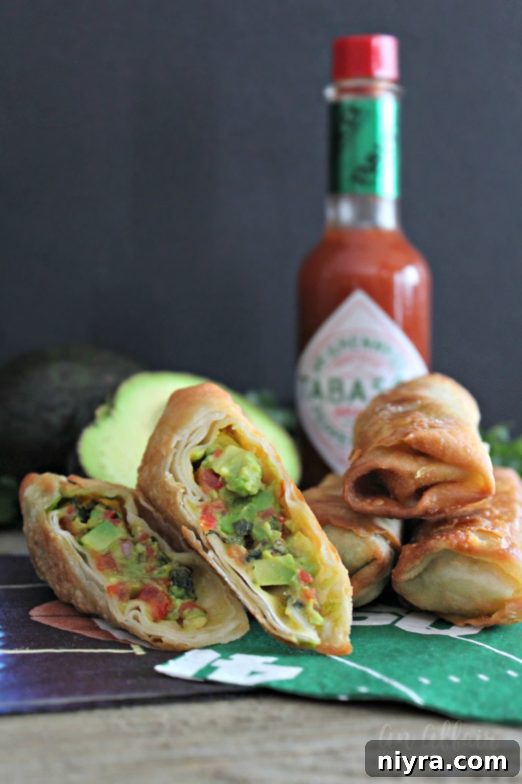 Guacamole Egg Rolls with Spicy Cilantro Ranch Dipping Sauce