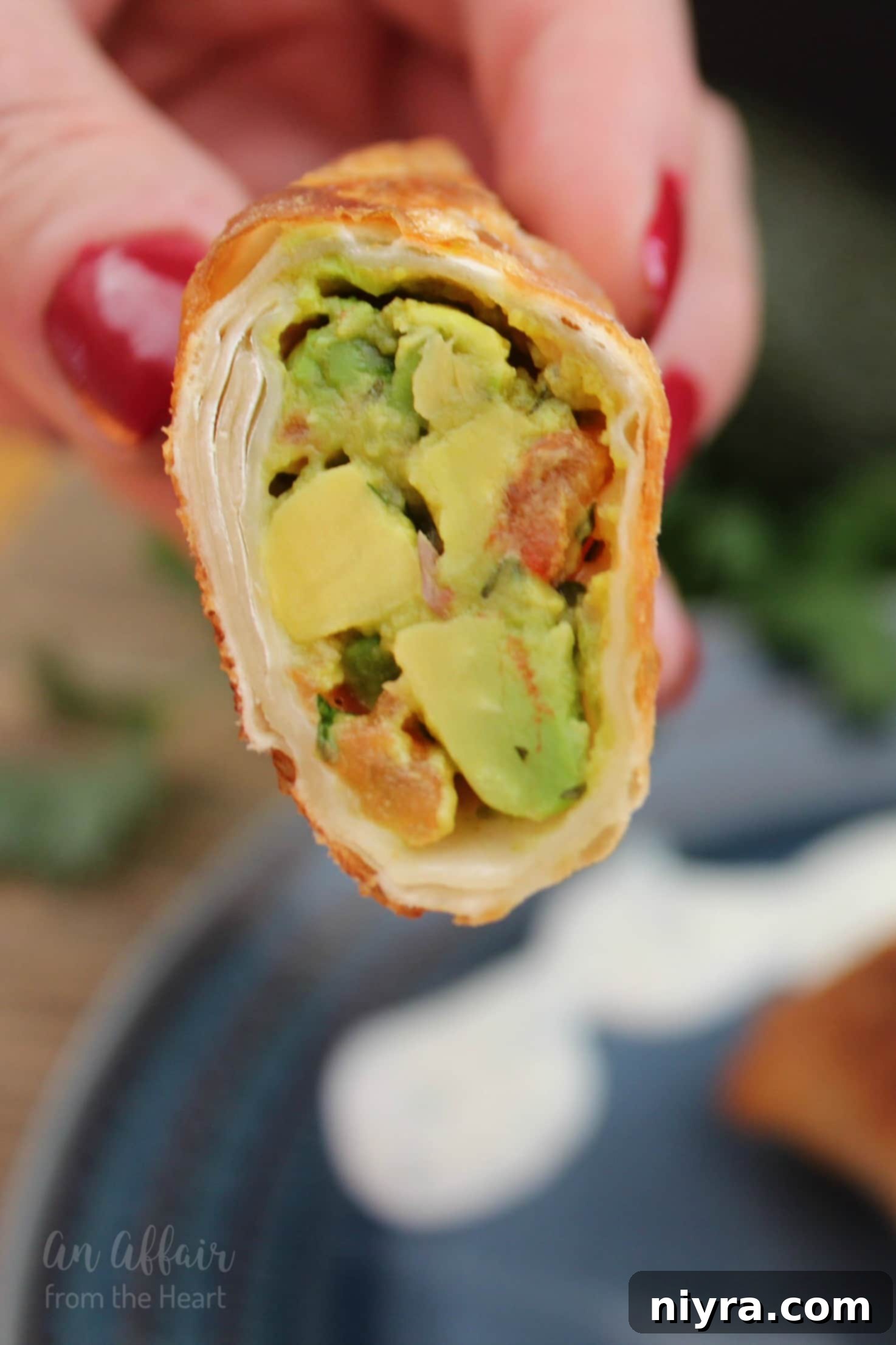 Guacamole Egg Rolls with Spicy Cilantro Ranch Dipping Sauce