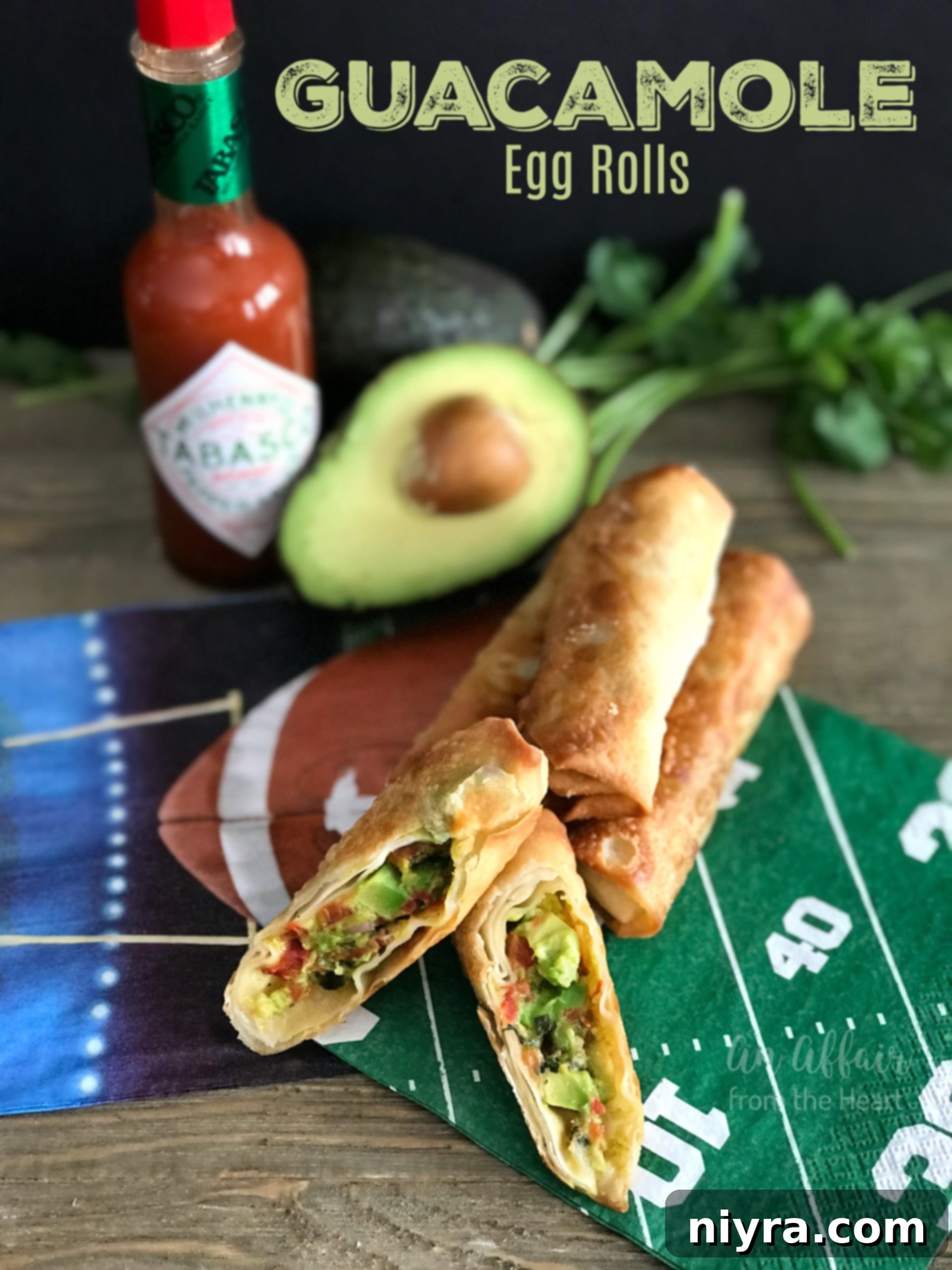 Guacamole Egg Rolls with Spicy Cilantro Ranch Dipping Sauce