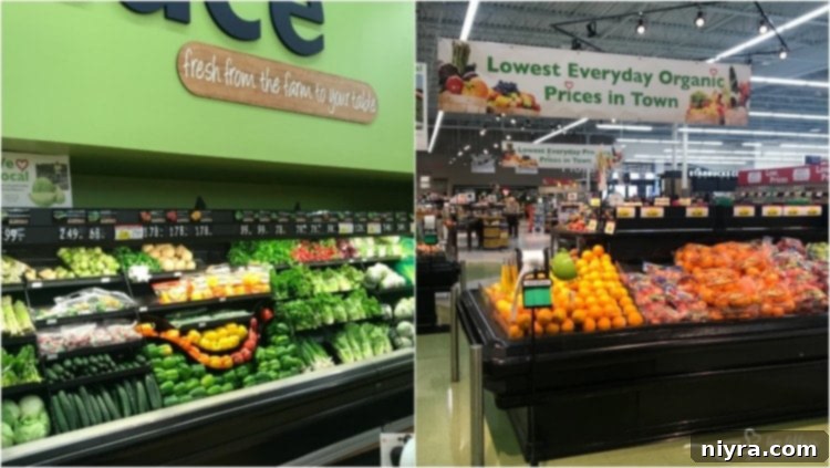 A shopping cart filled with fresh produce at Family Fare Supermarket