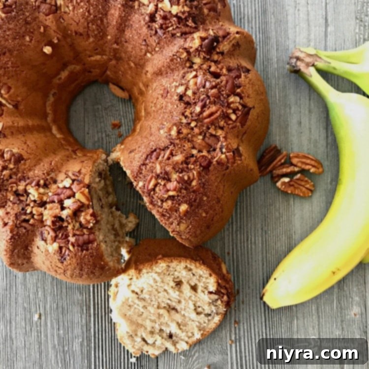 Close-up of Banana Bread Coffee Cake in Bundt Pan