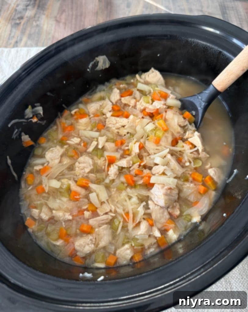 Slow Cooker Chicken and Sauerkraut Comfort Soup 10 Stirring Ingredients Together in the Slow Cooker