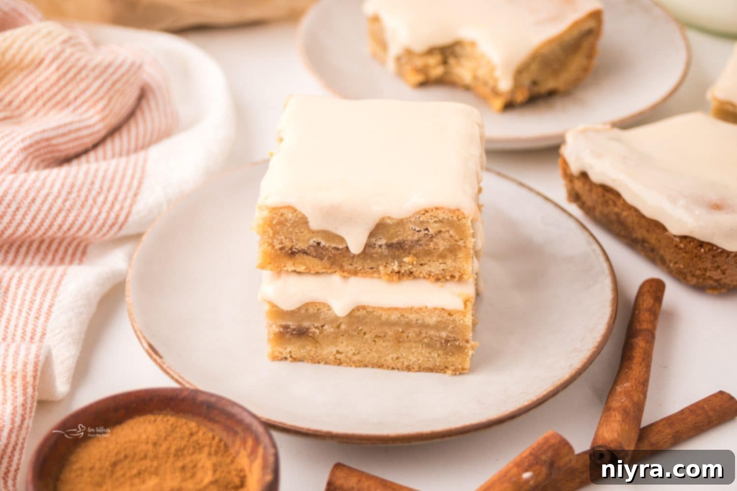 Brown Sugar Cinnamon Pop Tart Bars on a Plate