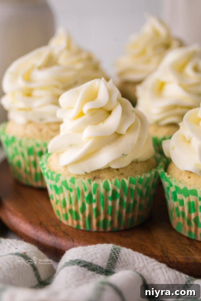 Lime Bliss Cupcakes 4 Key Lime Cupcakes on a Plate