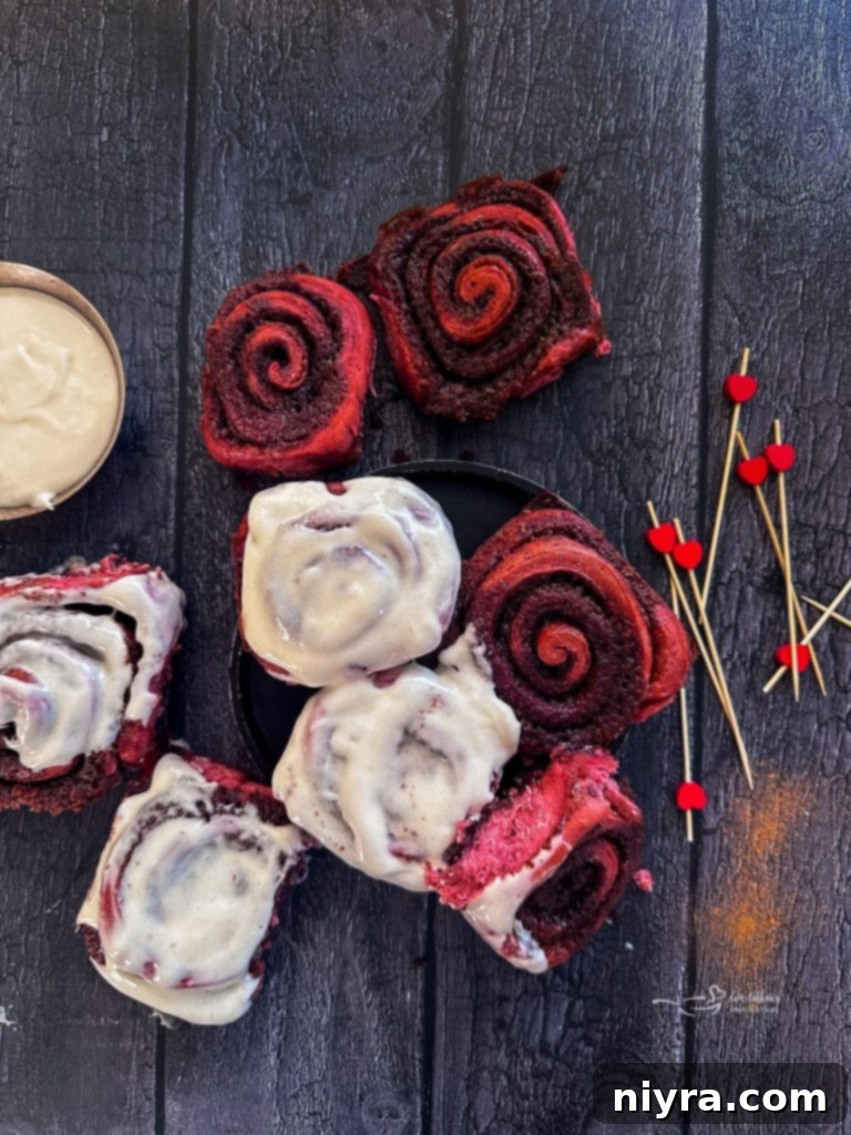 Delicious Red Velvet Cinnamon Rolls with Cream Cheese Frosting