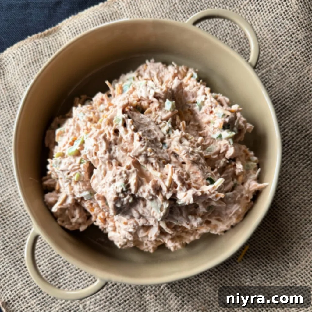Mixing the ingredients for BBQ Chicken & Kraut Dip