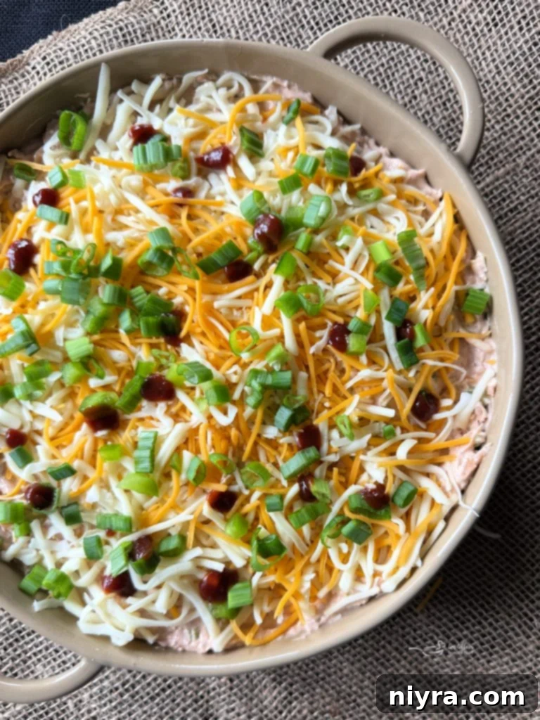 BBQ Chicken & Kraut Dip in baking dish
