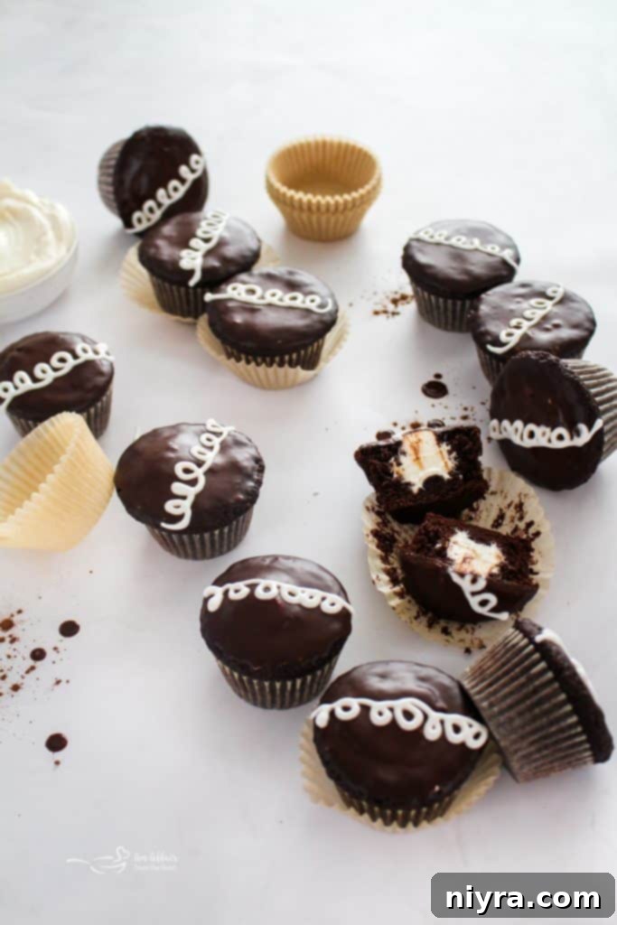 Homemade Hostess-Style Cupcakes 14 Adding the White Swirl